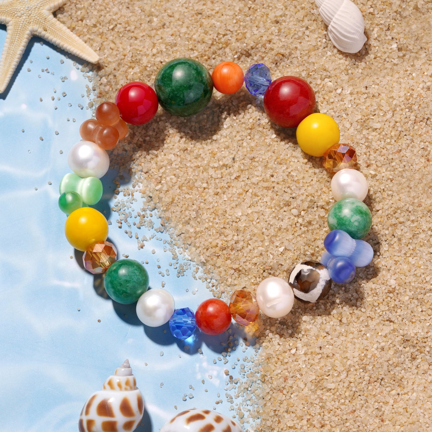 Gnoce Multi Color Beaded Stretch Bracelet_2