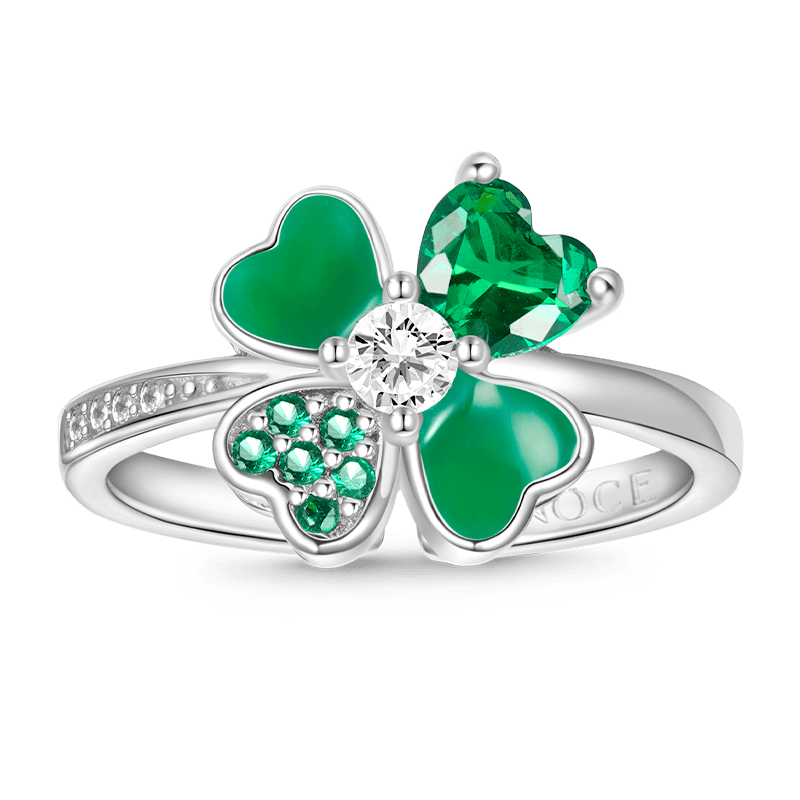 Gnoce Lucky Four Leaf Clover Adjustable Ring_1