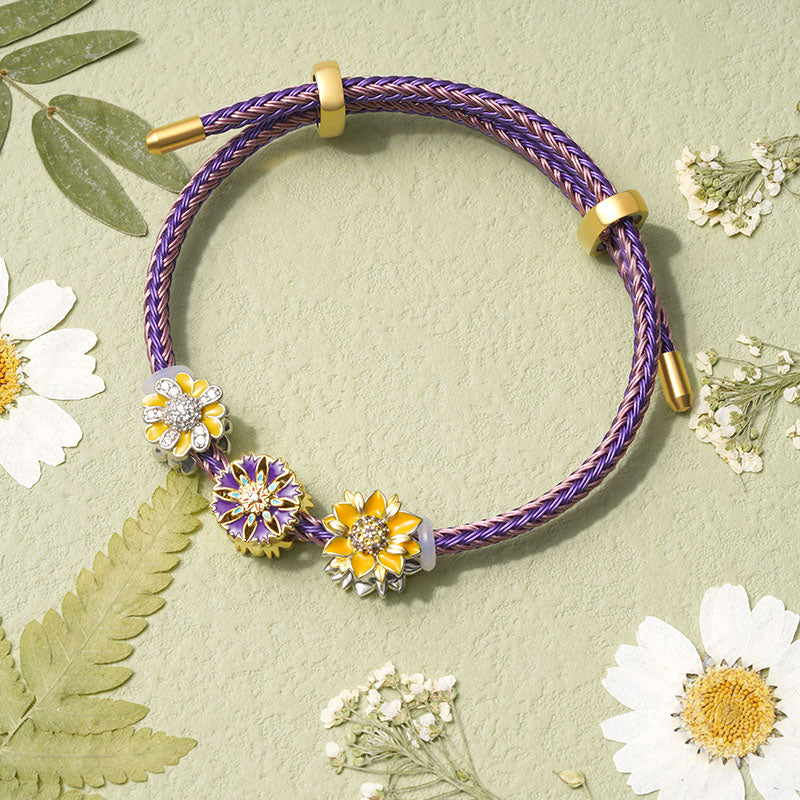 Gnoce Adjustable Pink Purple Basic Bracelet with 2 Pieces of Stoppers_3