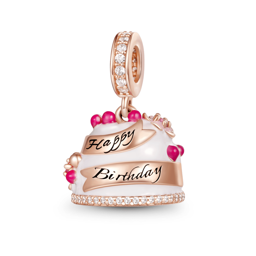 Gnoce "Happy Birthday" Birthday Cake Charm Engravable Personalized Pendant Dangle_1
