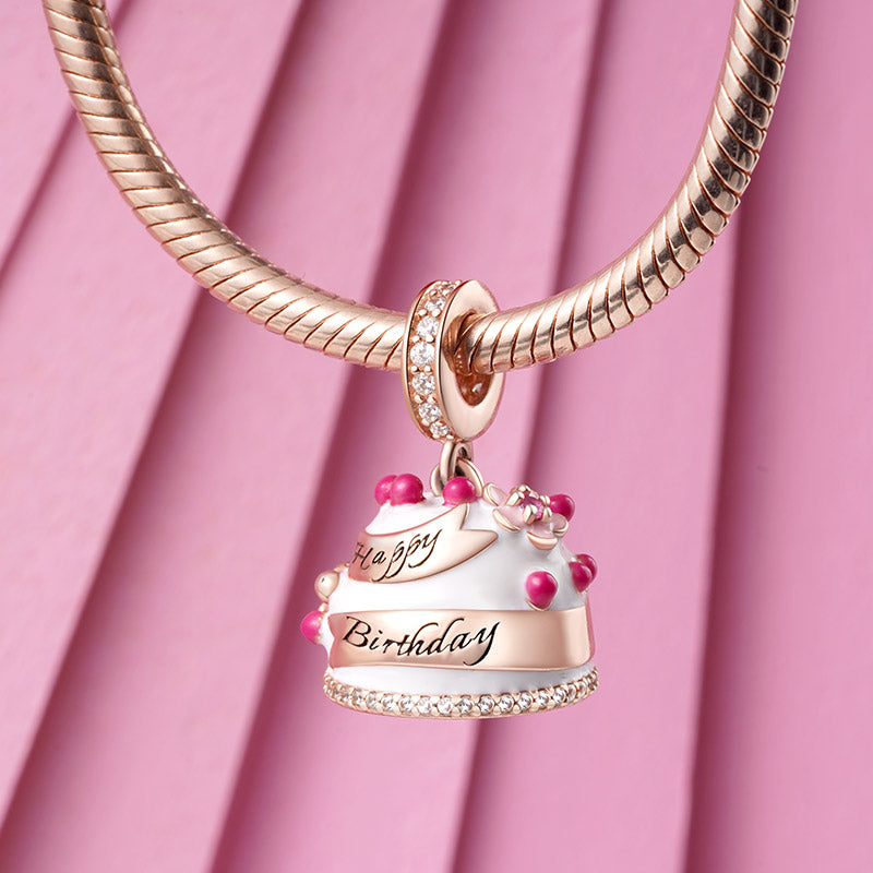 Gnoce "Happy Birthday" Birthday Cake Charm Engravable Personalized Pendant Dangle_4