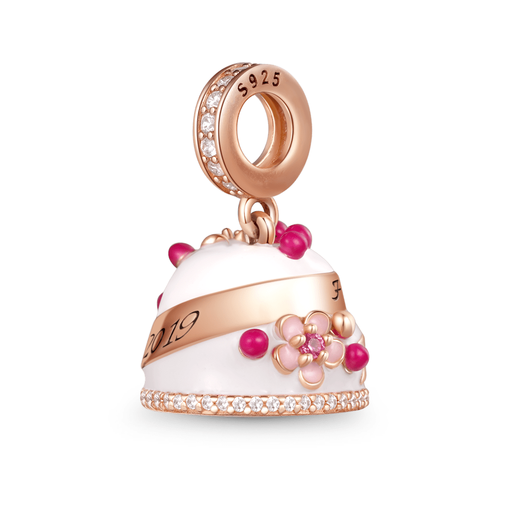 Gnoce "Happy Birthday" Birthday Cake Charm Engravable Personalized Pendant Dangle_3