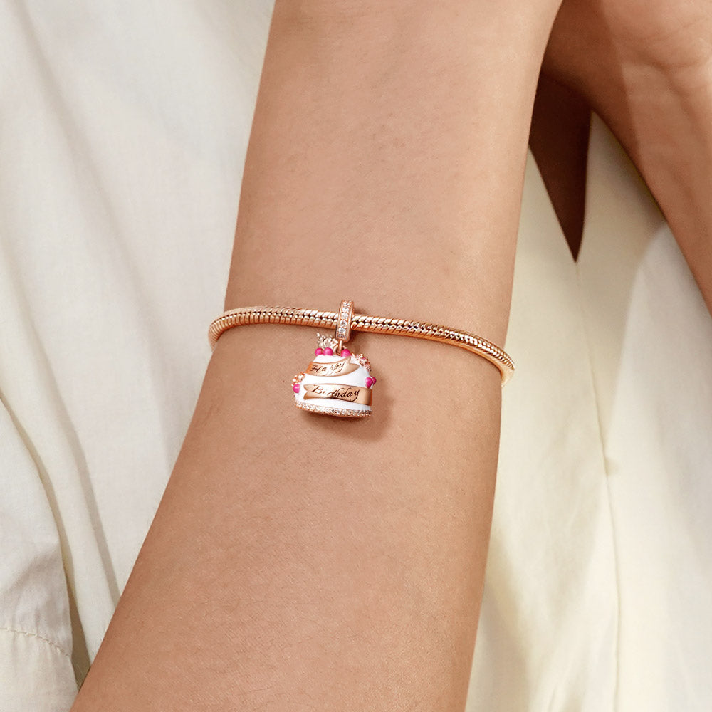 Gnoce "Happy Birthday" Birthday Cake Charm Engravable Personalized Pendant Dangle_6