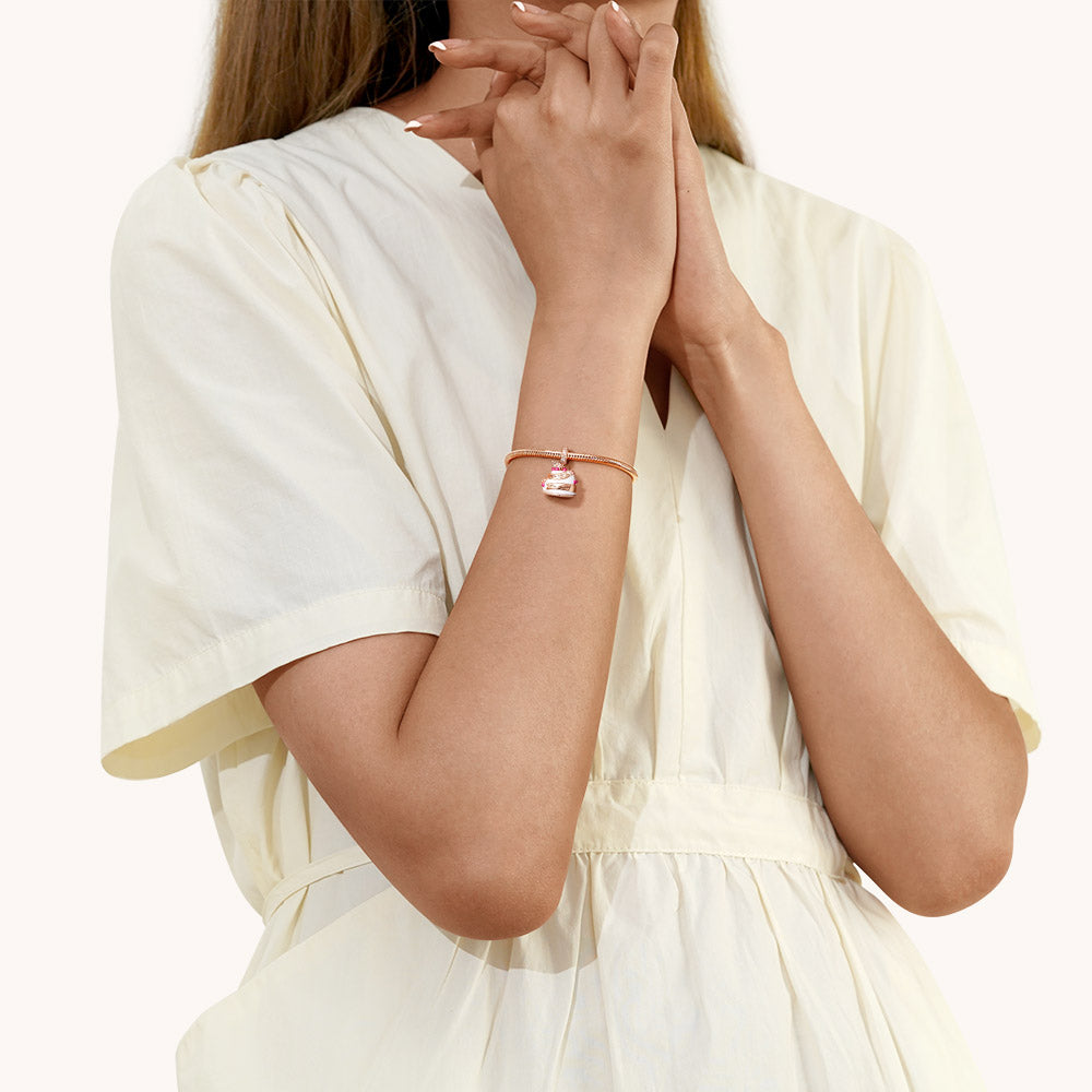 Gnoce "Happy Birthday" Birthday Cake Charm Engravable Personalized Pendant Dangle_5