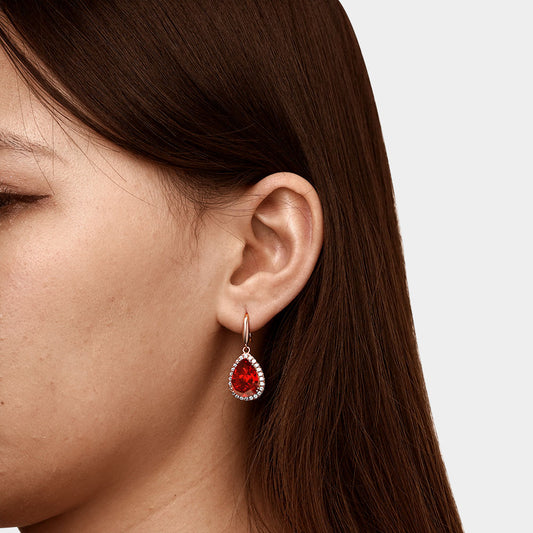 Gnoce Pear-shape Drop Birthstone Dangle Earrings 18K Rose Gold Plated_3