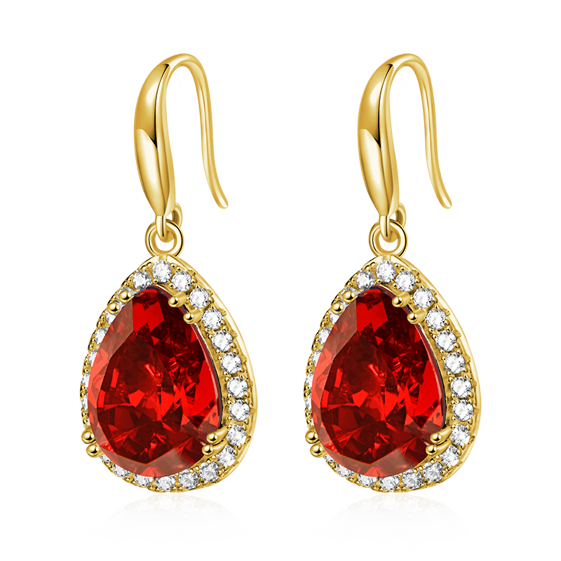 Gnoce Pear-shape Drop Birthstone Dangle Earrings 18K Gold Plated_1