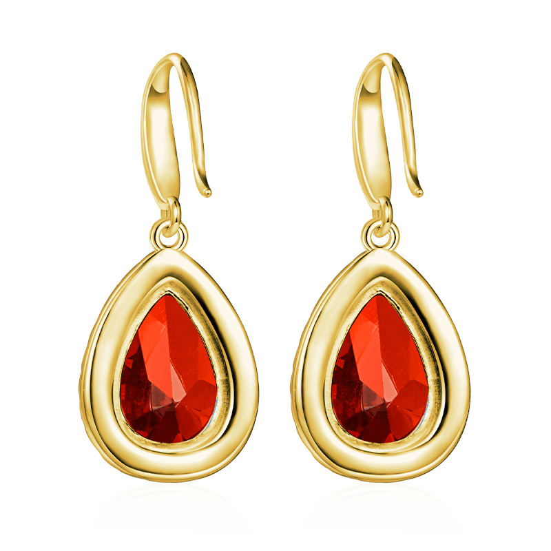Gnoce Pear-shape Drop Birthstone Dangle Earrings 18K Gold Plated_2
