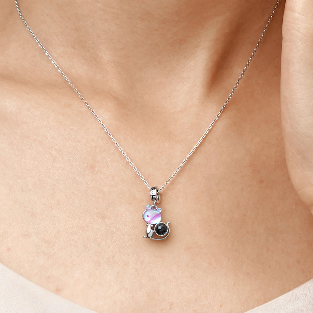 Gnoce Projection Pet Cat Personalized Photo Pendant Dangle Charm_5