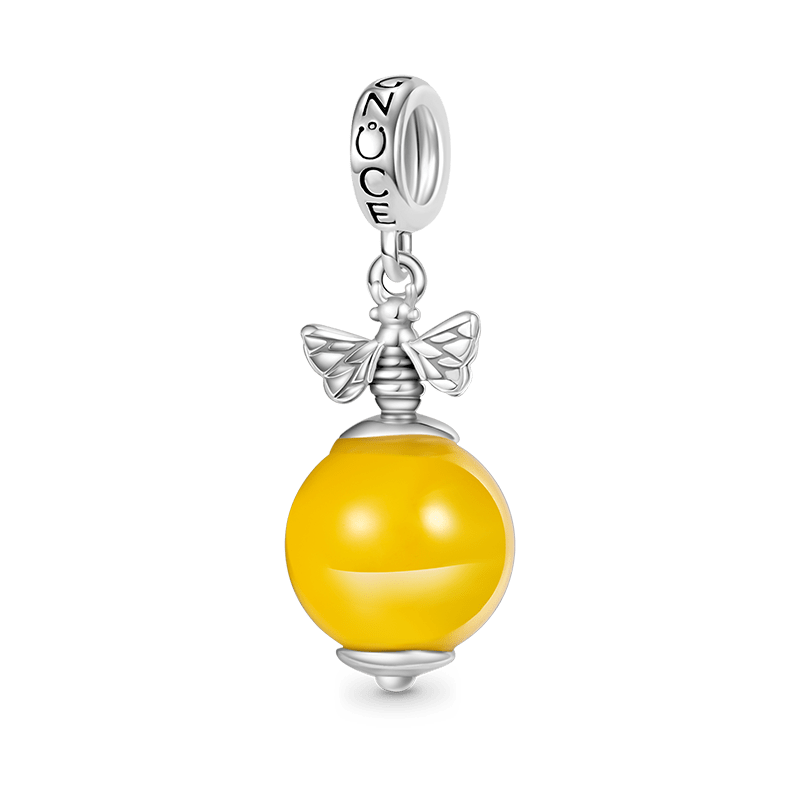 Gnoce Yellow Agate Bee Pendant Dangle Charm_1
