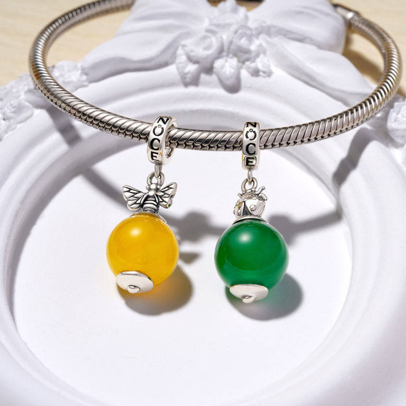 Gnoce Yellow Agate Bee Pendant Dangle Charm_3