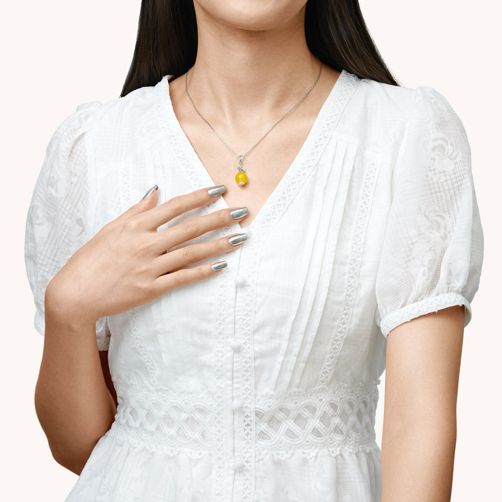 Gnoce Yellow Agate Bee Pendant Dangle Charm_4