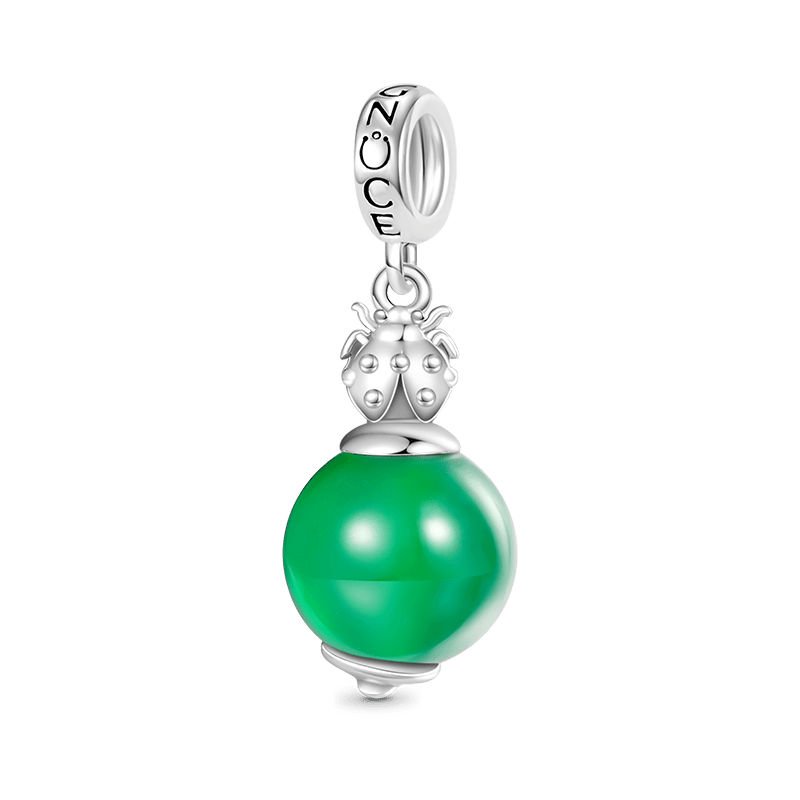 Gnoce Green Agate Ladybug Pendant Dangle Charm_1