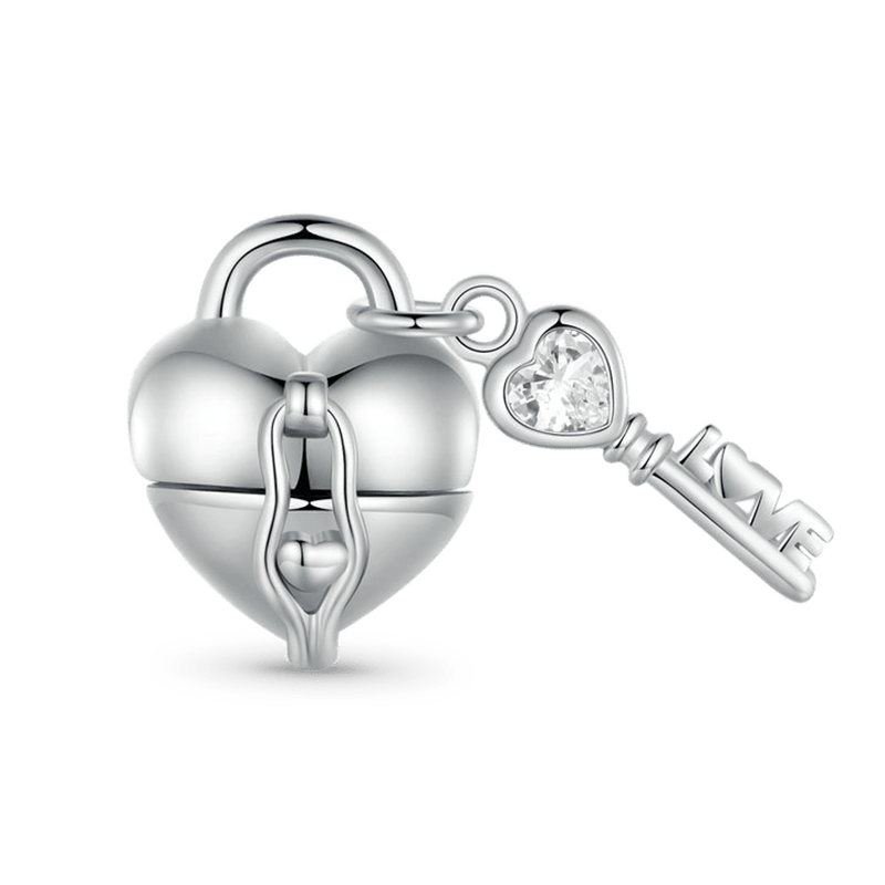Gnoce Openable Heart Lock Key Pendant Dangle Charm_1