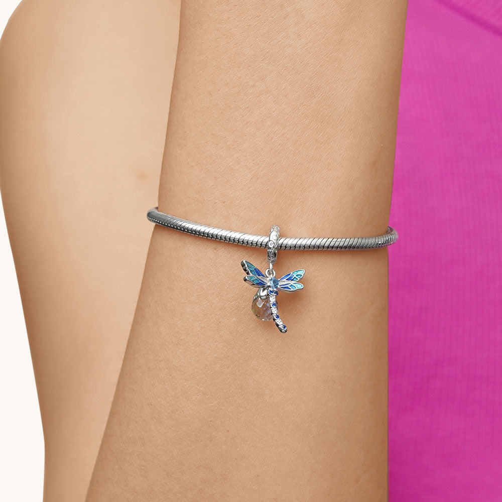 Gnoce Blue Dragonfly Pendant Dangle Charm_7