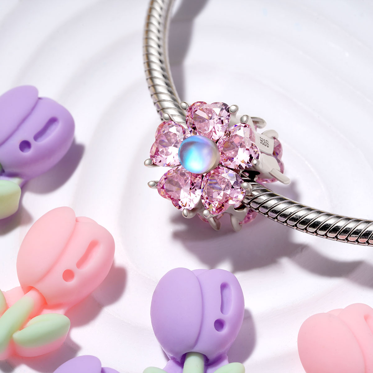 Gnoce Pink Blooming Flower Charm_3