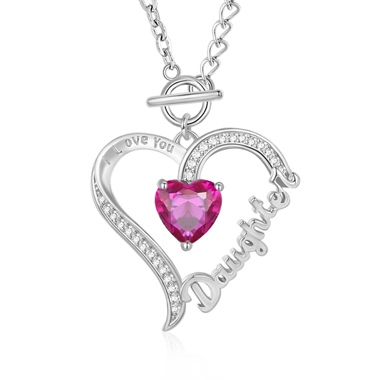 Gnoce "Daughter" Birthstone Heart Necklace_1