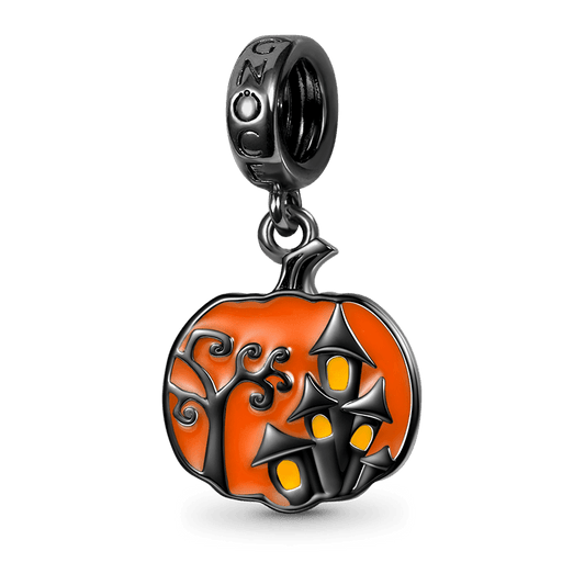 Gnoce Halloween Spooky Castle Pumpkin Pendant Dangle Charm_1