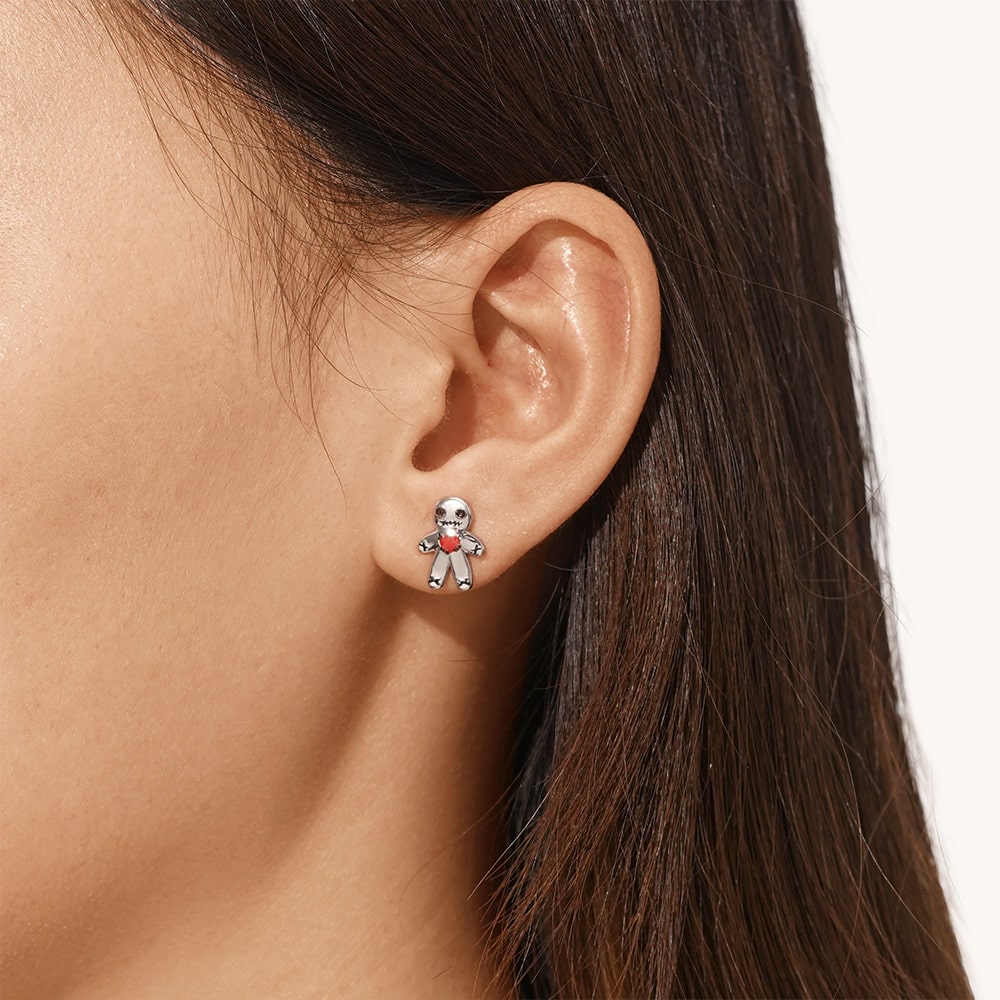 Gnoce Halloween Voodoo Doll Stud Earrings_4