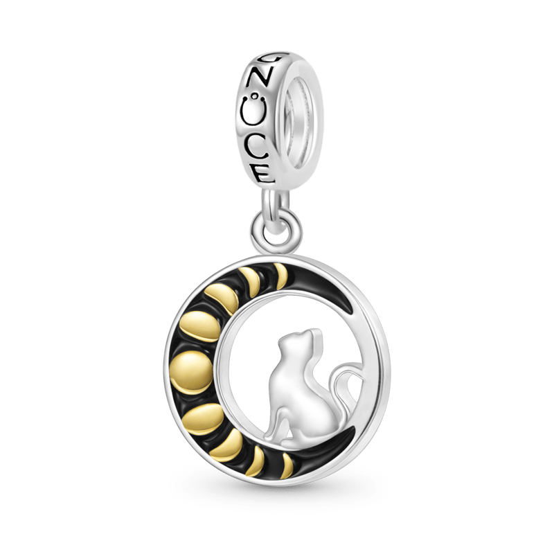 Gnoce Moon Phase Cat Pendant Dangle Charm_1