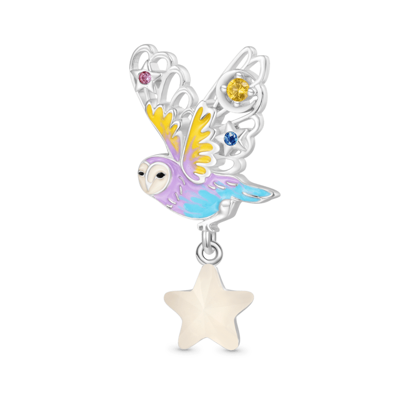 Gnoce Owl with Light Color-changing Star Charm_2
