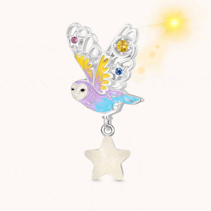 Gnoce Owl with Light Color-changing Star Charm_1