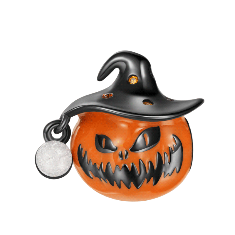 Gnoce Glow-in-the-Dark Pumpkin Wearing a Wizard Hat Charm_1