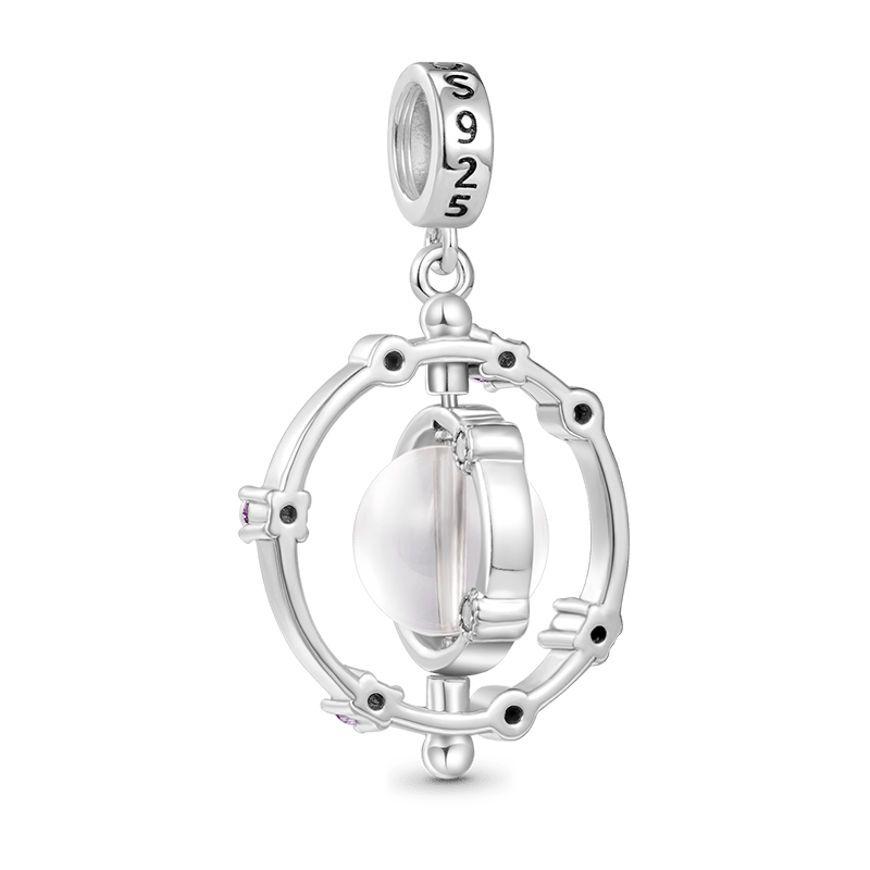 Gnoce Rotatable Natural Stone White Crystal Galaxy Pendant Dangle Charm_2