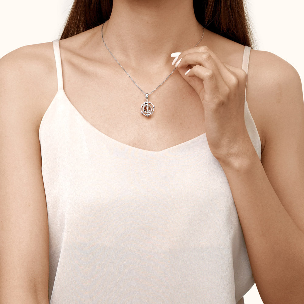 Gnoce Rotatable Natural Stone White Crystal Galaxy Pendant Dangle Charm_4