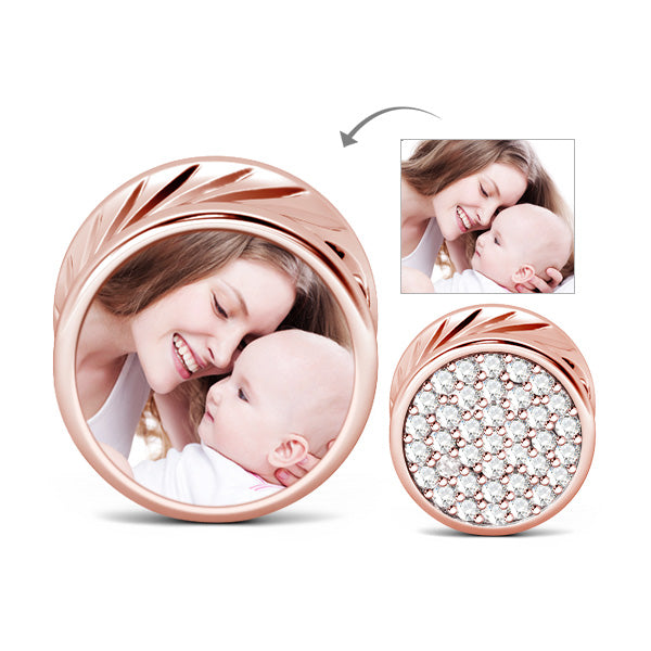 Gnoce "Special Love for You" Personalized Rose Gold Round Shape Photo Charm- Fit for Bracelet and Necklace_2