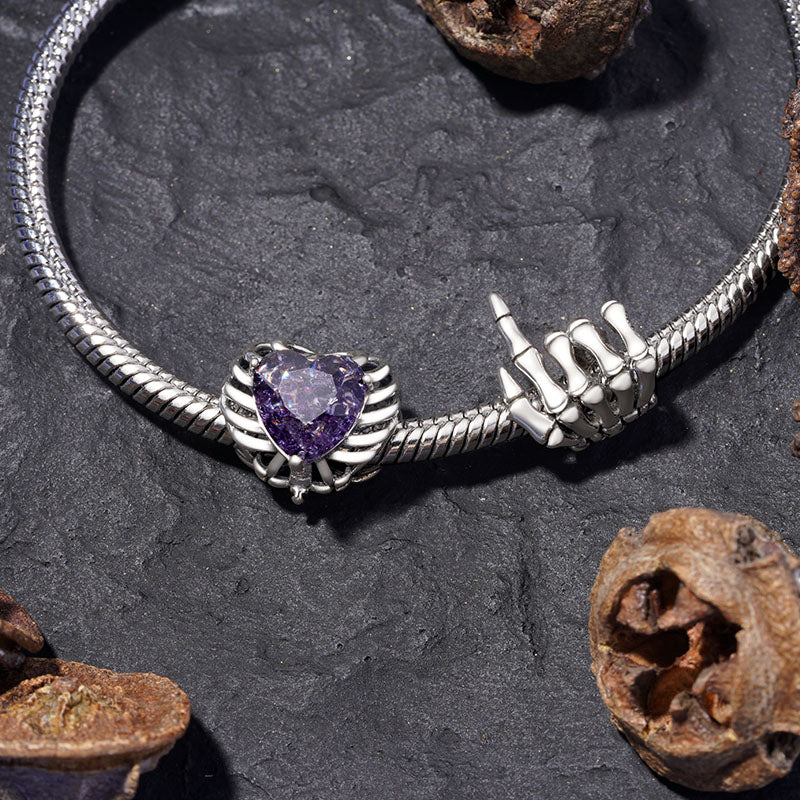 Gnoce Sparkling Purple Skull Heart Charm_2
