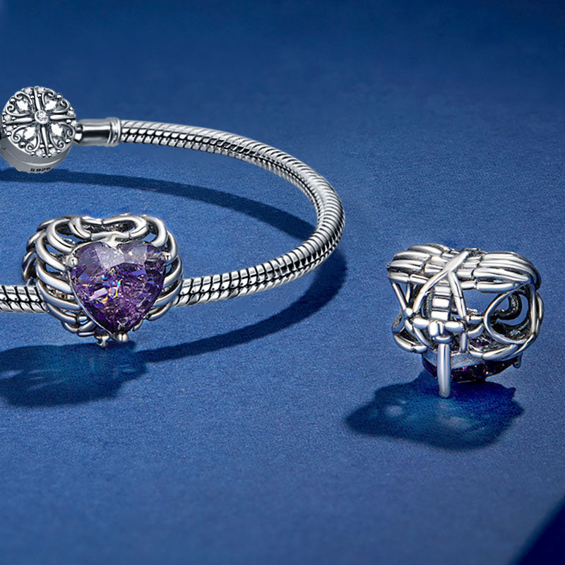 Gnoce Sparkling Purple Skull Heart Charm_3