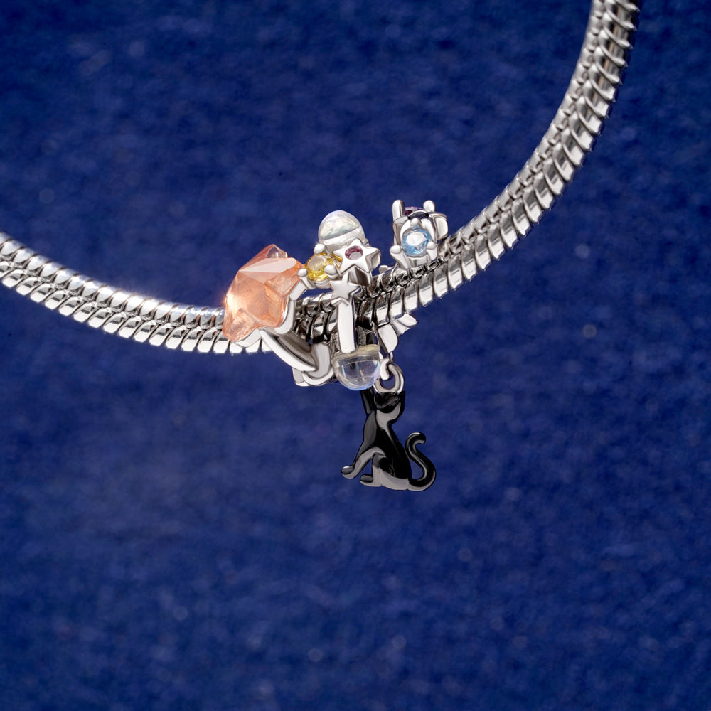 Gnoce Halloween Black Cat Pendant Dangle Charm_4