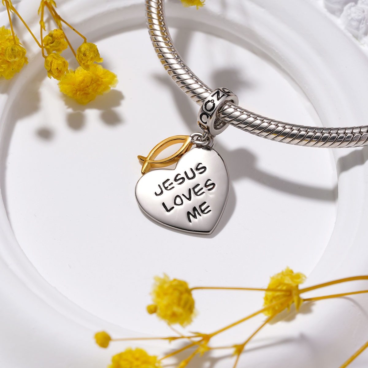 Gnoce Jesus Fish Religious Pendant Dangle Charm_3