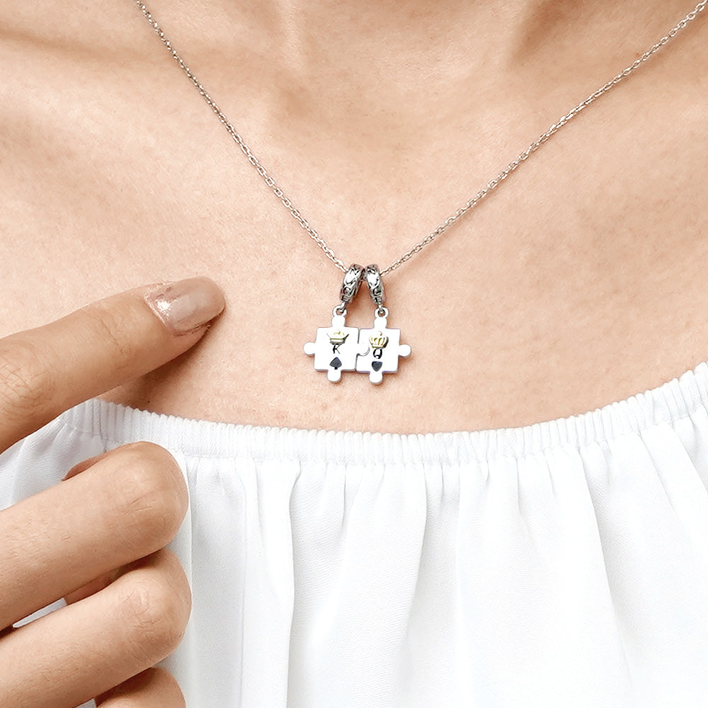 Gnoce Personalized Couple Puzzle Pendant Dangle Charm_7