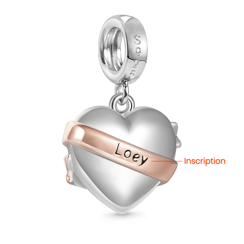 Gnoce Engravable Heart Ribbon Pendant Dangle Charm_3