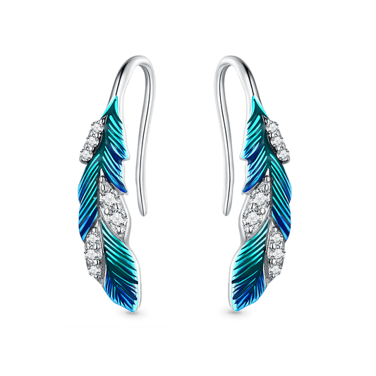 Gnoce Dazzling Blue Feather Dangle Earrings_1