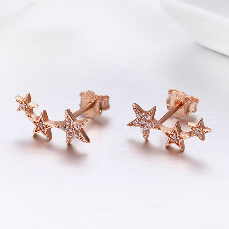 Gnoce 18K Rose Gold Star Stud Earrings_2