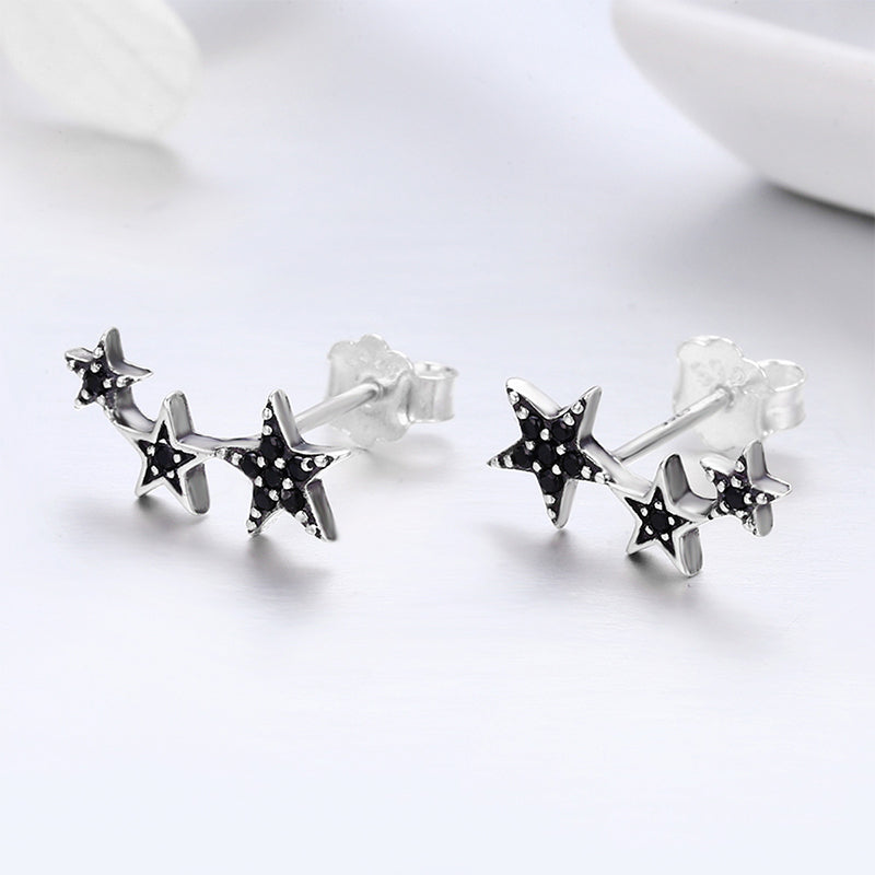 Gnoce Black Star Stud Earrings_2