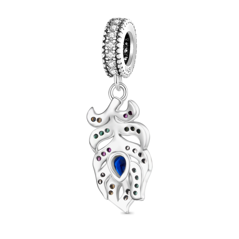 Gnoce Peacock Feather Pendant Dangle Charm_2