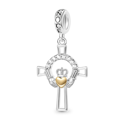 Gnoce Claddagh Cross Pendant Dangle Charm_1