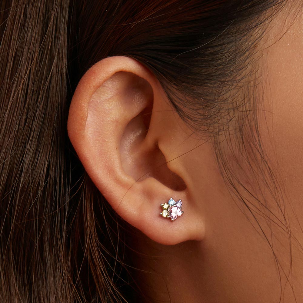 Gnoce Colorful Zircon Paw Earrings_6