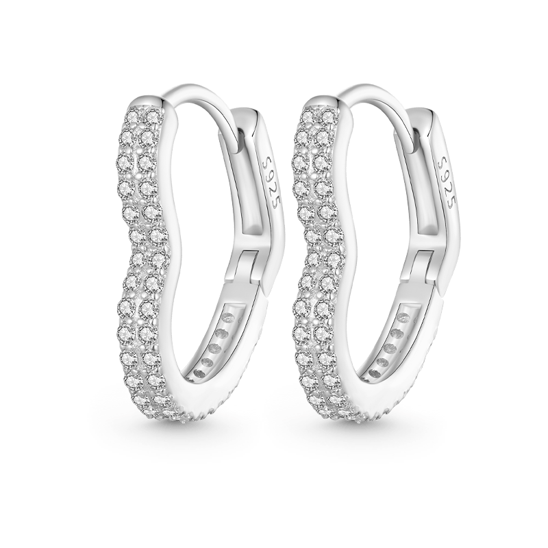 Gnoce Trendy Heart-Shaped Zircon Earrings_1