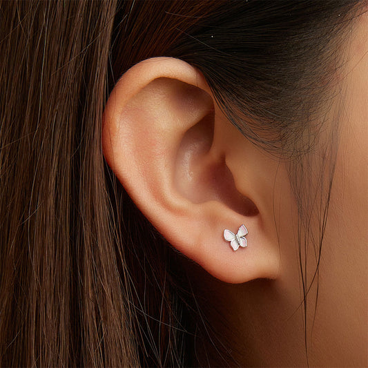 Gnoce Pink Butterfly Stud Earrings_5