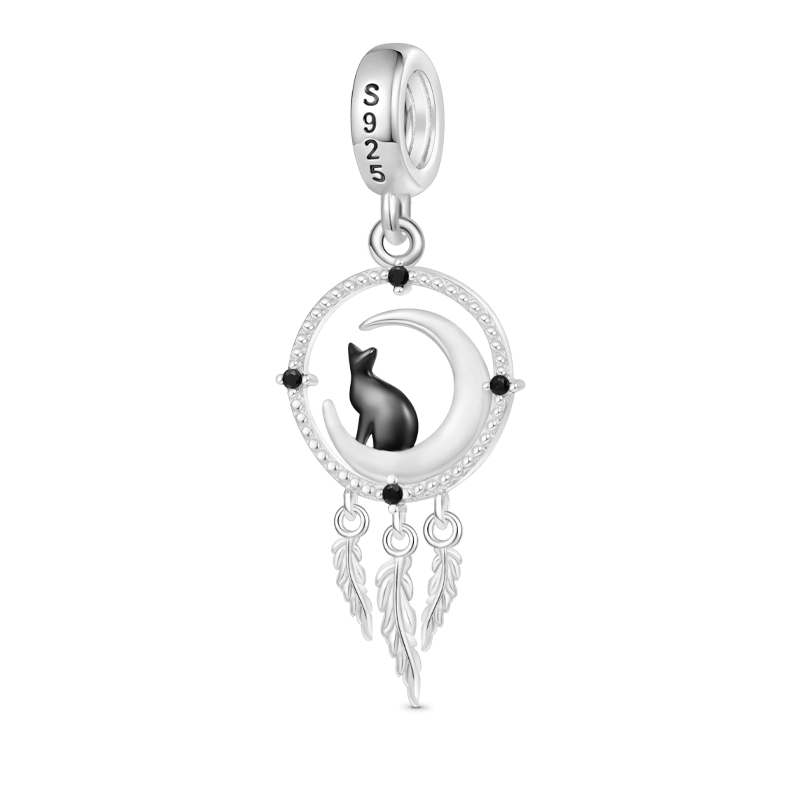 Gnoce Dream Catcher Black Cat Pendant Dangle Charm_2