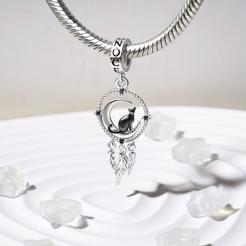 Gnoce Dream Catcher Black Cat Pendant Dangle Charm_3
