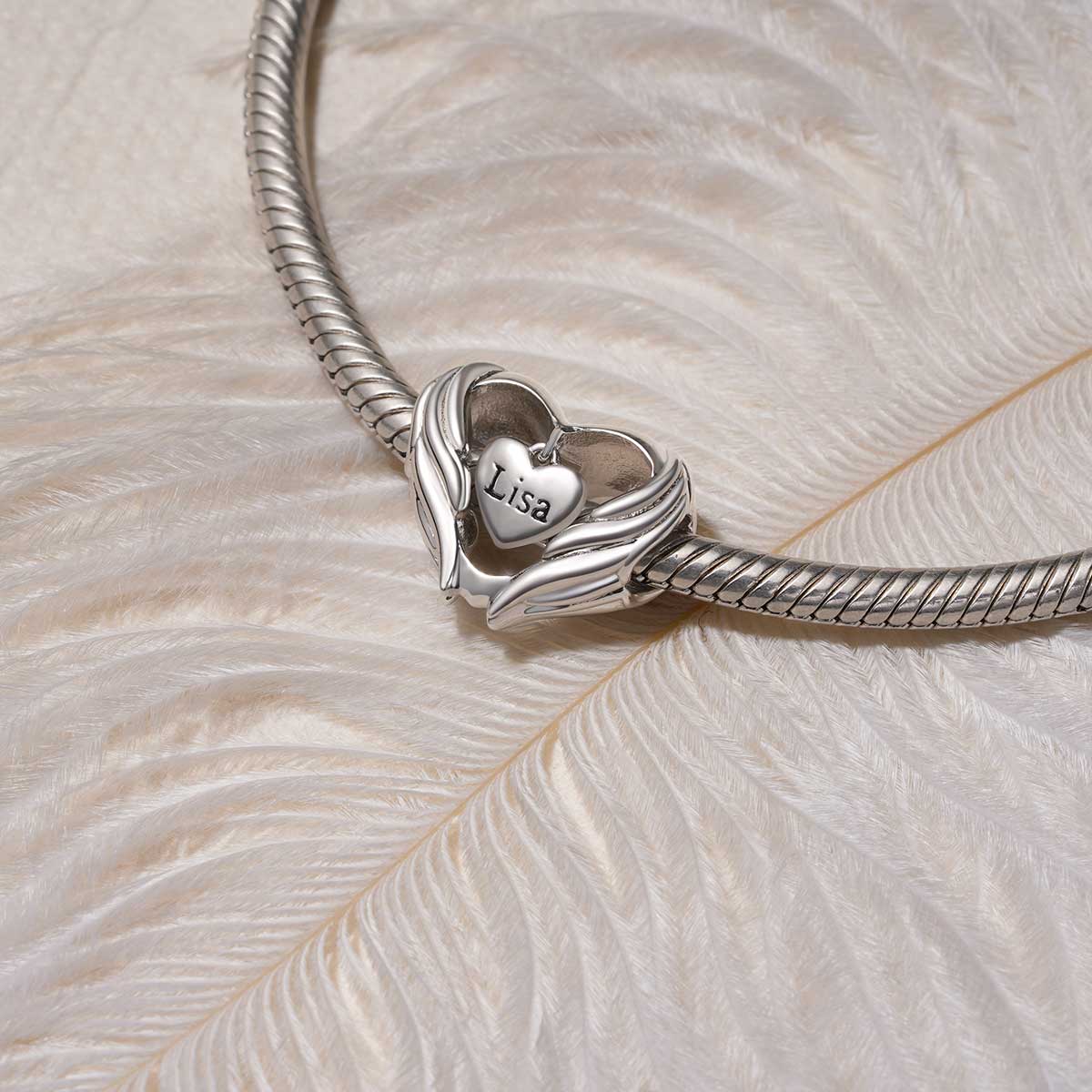 Gnoce Angel Wings Heart Engravable Charm_3