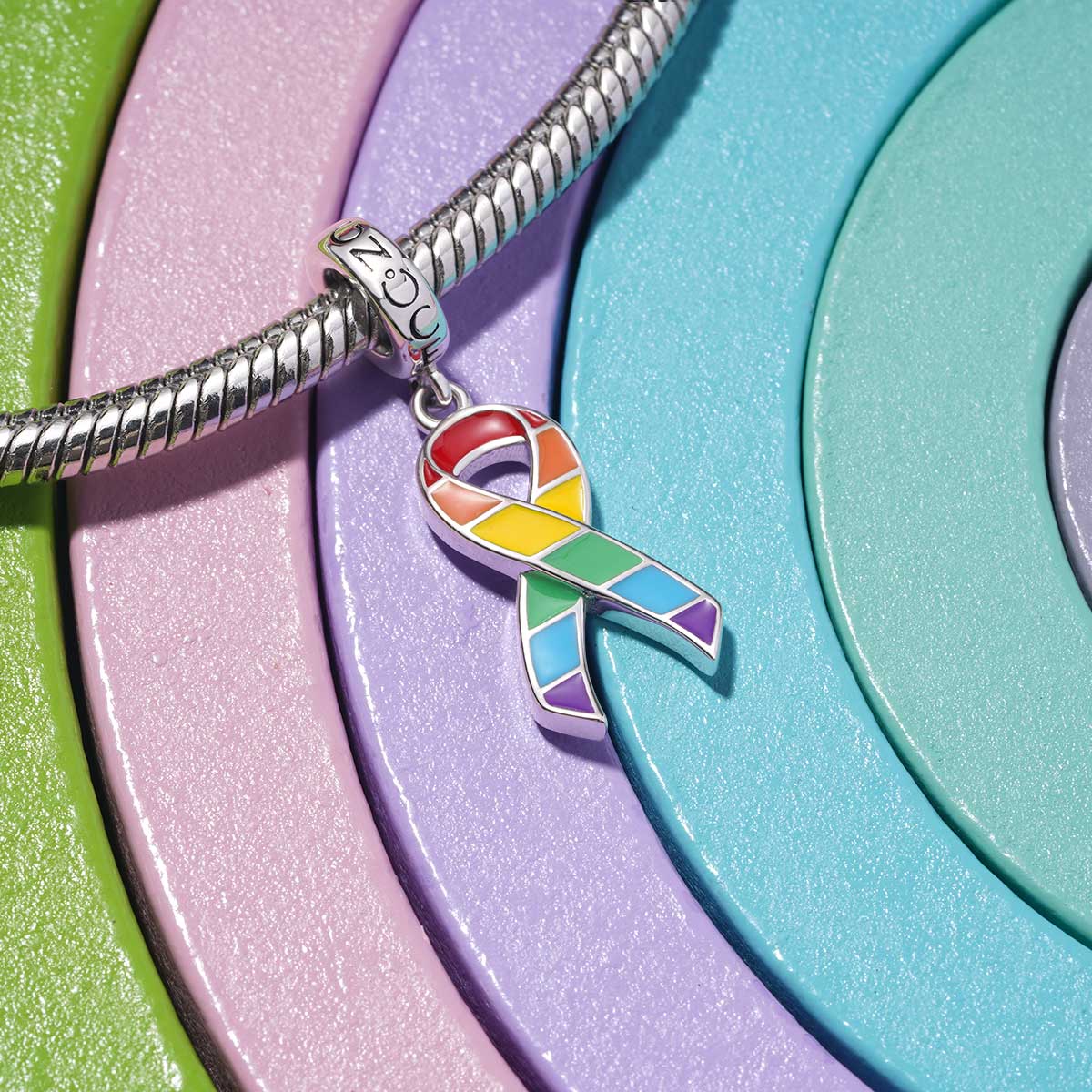 Gnoce Rainbow Ribbon Pendant Dangle Charm_3