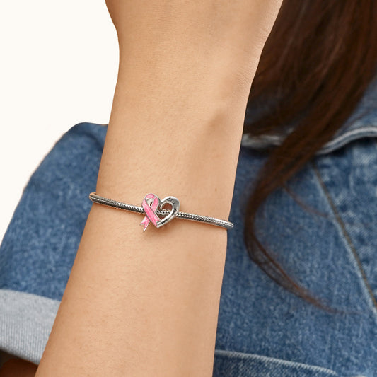 Gnoce Breast Cancer Awareness Pink Ribbon Heart Charm_5