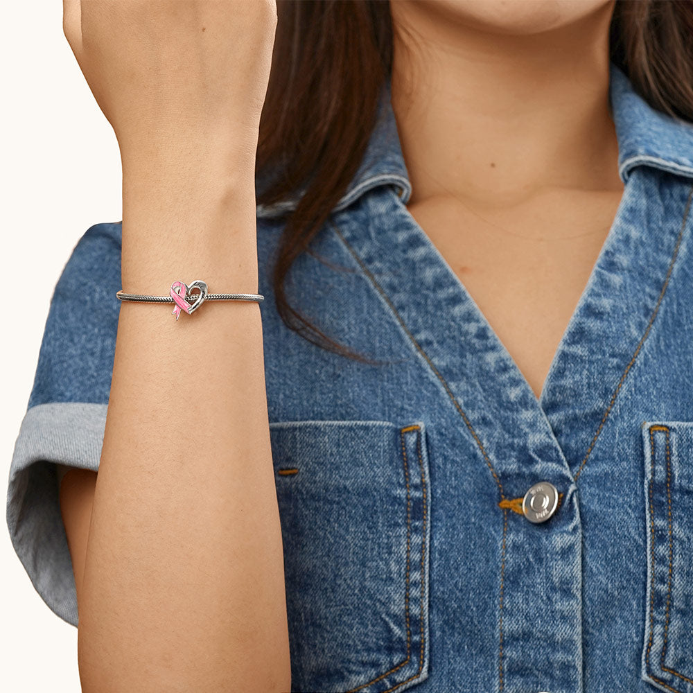 Gnoce Breast Cancer Awareness Pink Ribbon Heart Charm_4