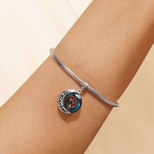 Gnoce Black Cat on Moon Pendant Dangle Charm_5